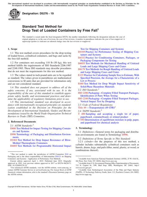 impact test shipping|ASTM D5276: Drop Test of Loaded Containers .